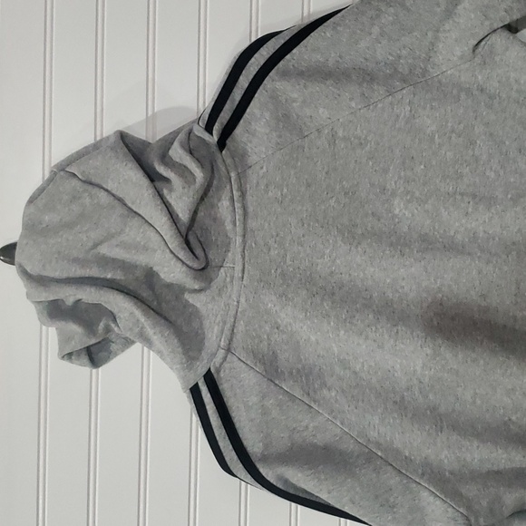 Adidas Hoodie Gray Black Three Stripe Large - Picture 6 of 10
